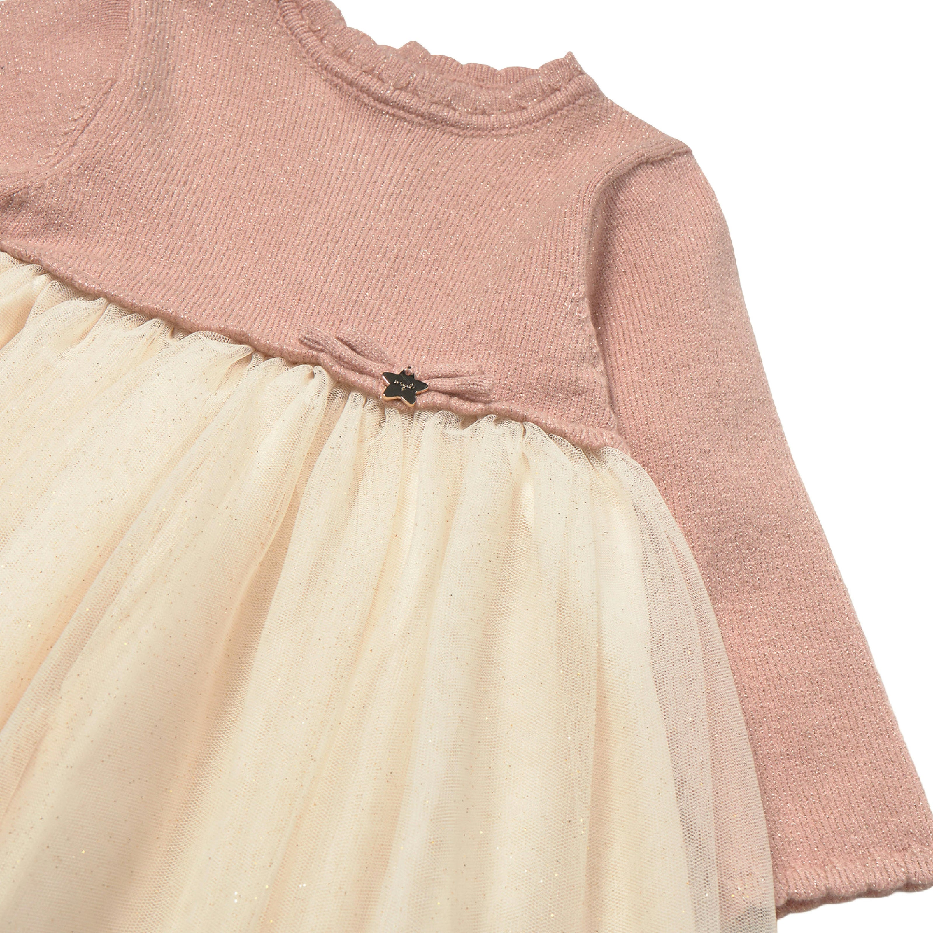Pink Knit & Tulle Baby Dress