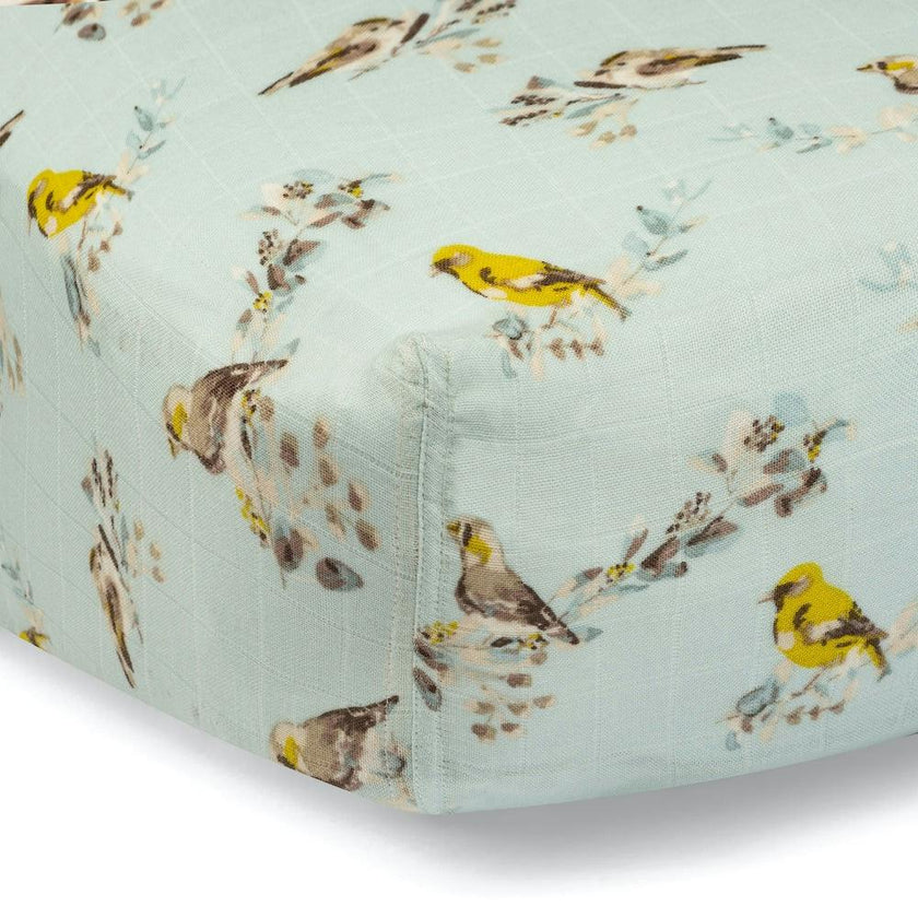 Blue Bird Bamboo Muslin Fitted Crib Sheet