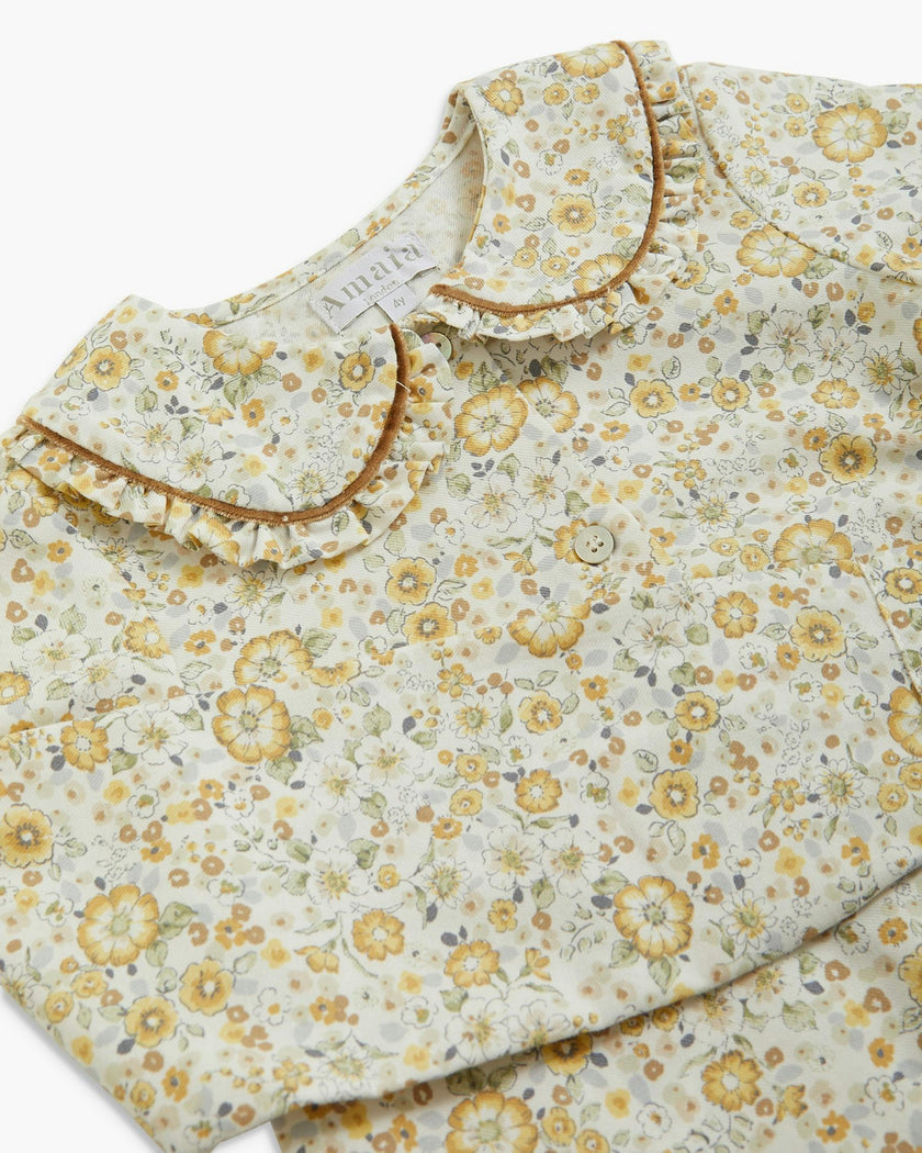 Gaya Blouse Beige Mustard Floral