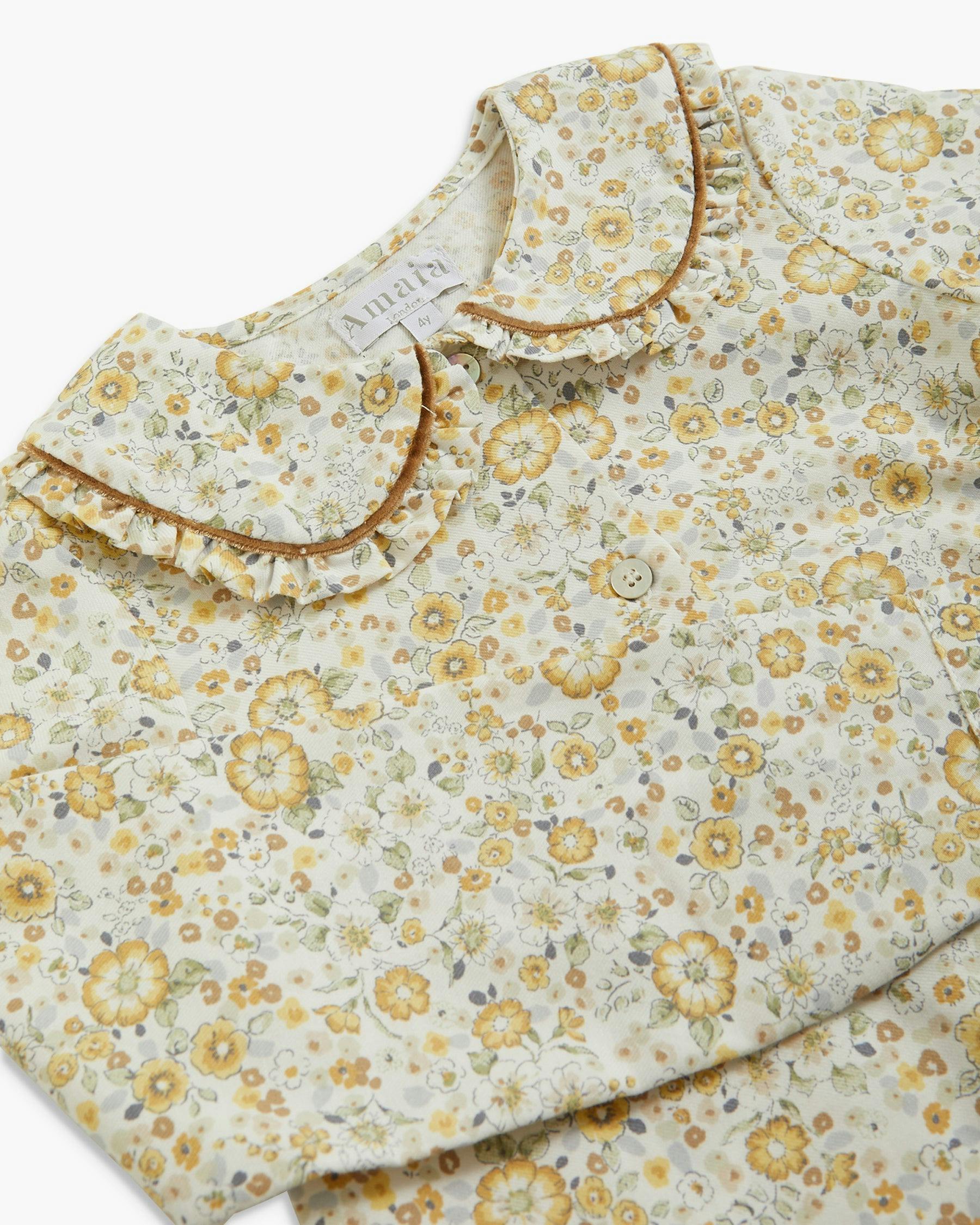 Gaya Blouse Beige Mustard Floral