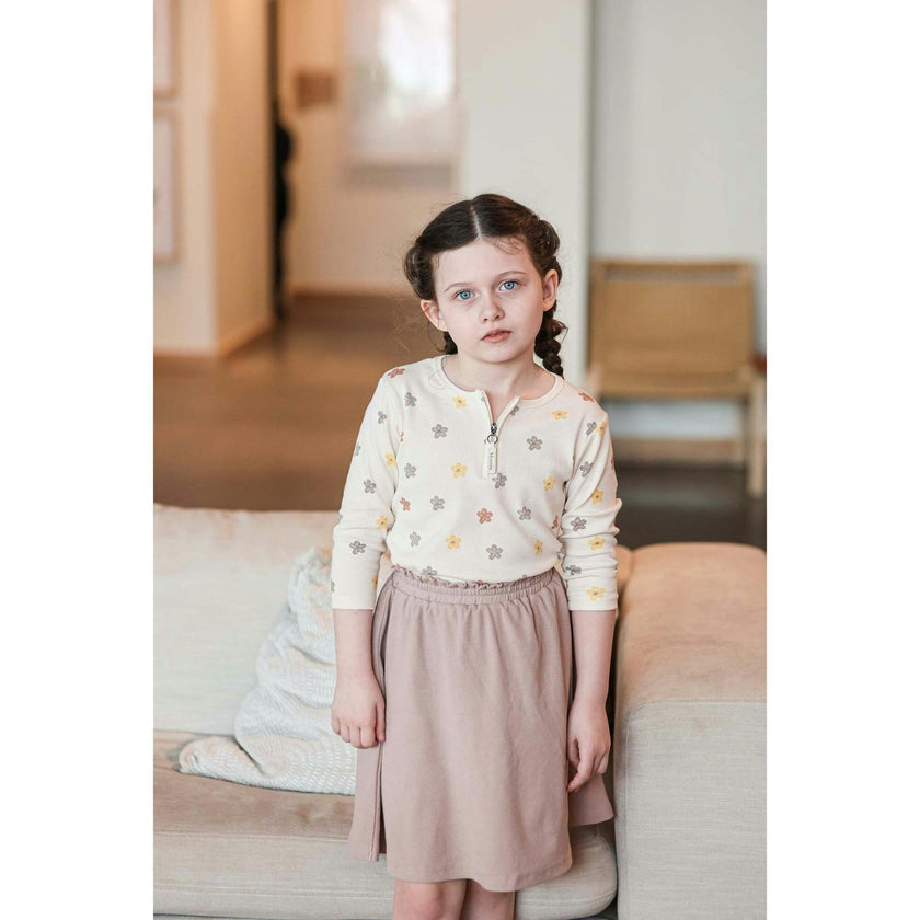 Floral Ribbed 3/4 Sleeve Top