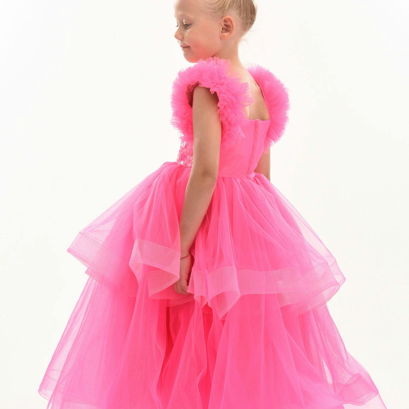 Fuchsia Peralta Sequin Ruffle Tulle Dress