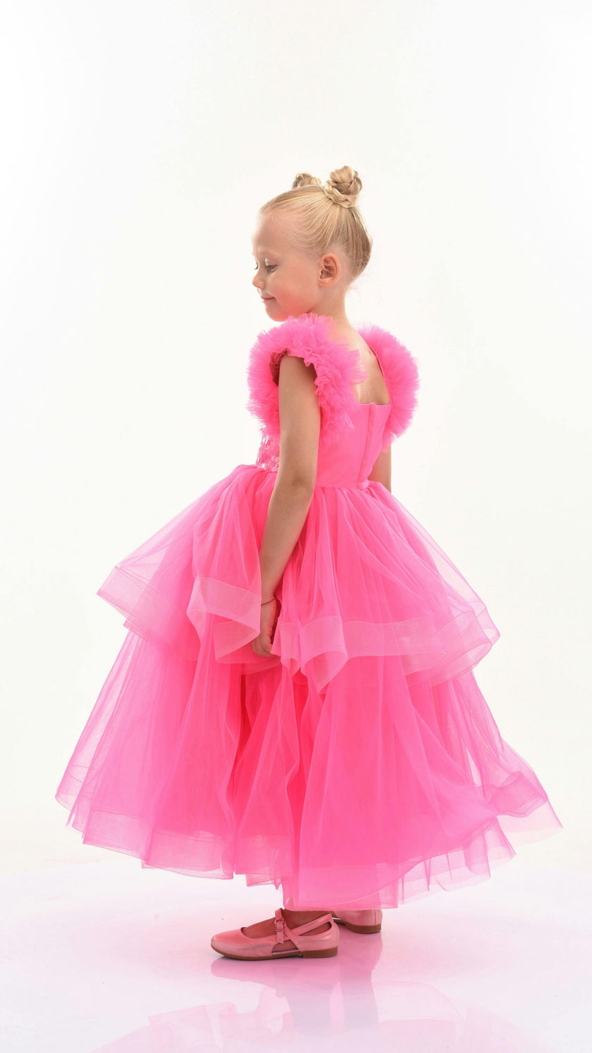 Fuchsia Peralta Sequin Ruffle Tulle Dress