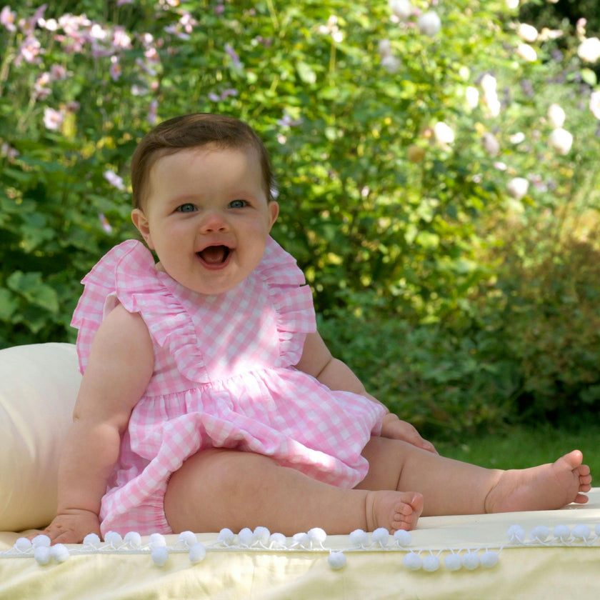 Check Ruffle Babysuit