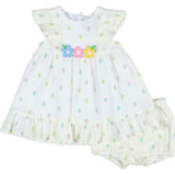 Textured Lawn Floral Printed Dress With Flowers and Bloomer