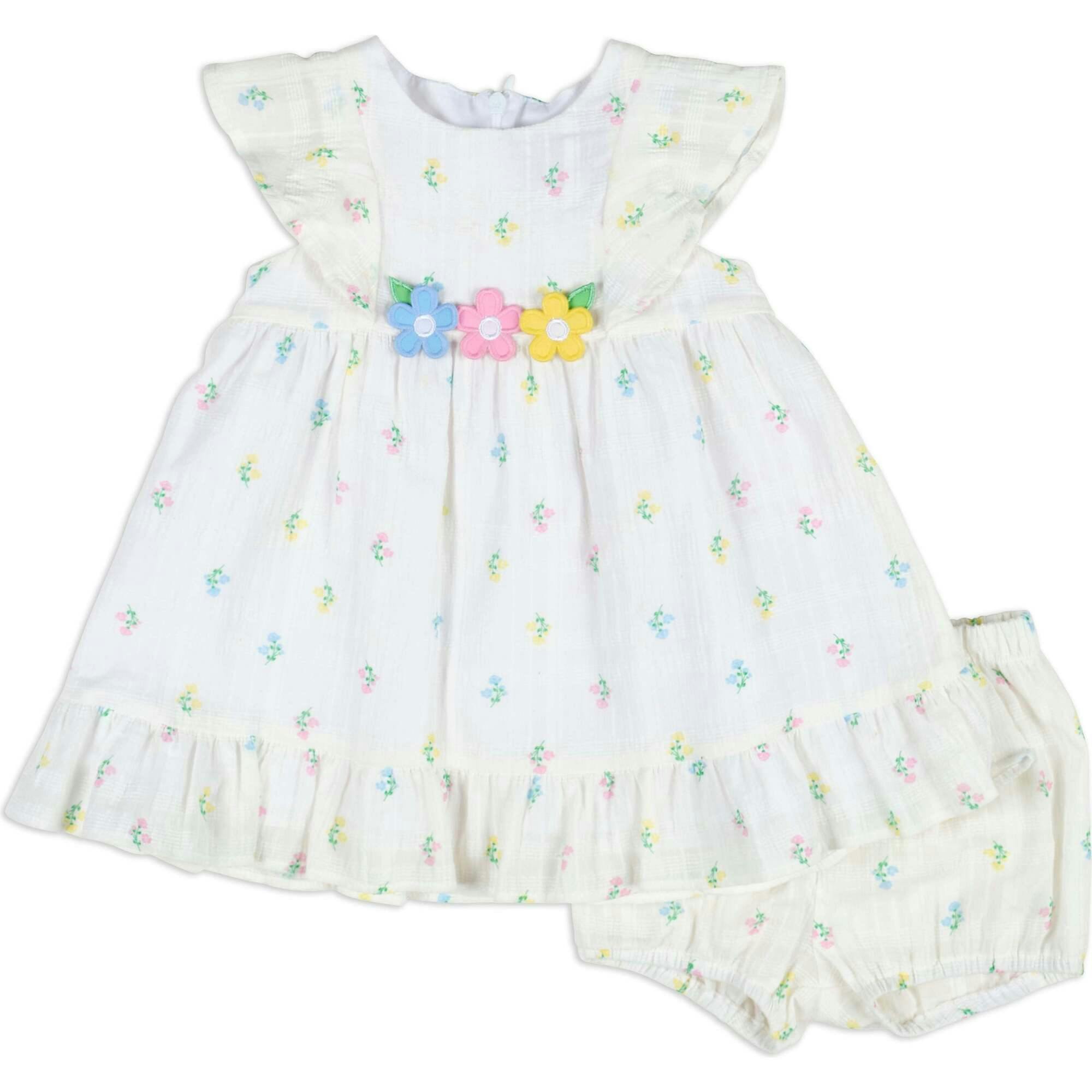 Textured Lawn Floral Printed Dress With Flowers and Bloomer