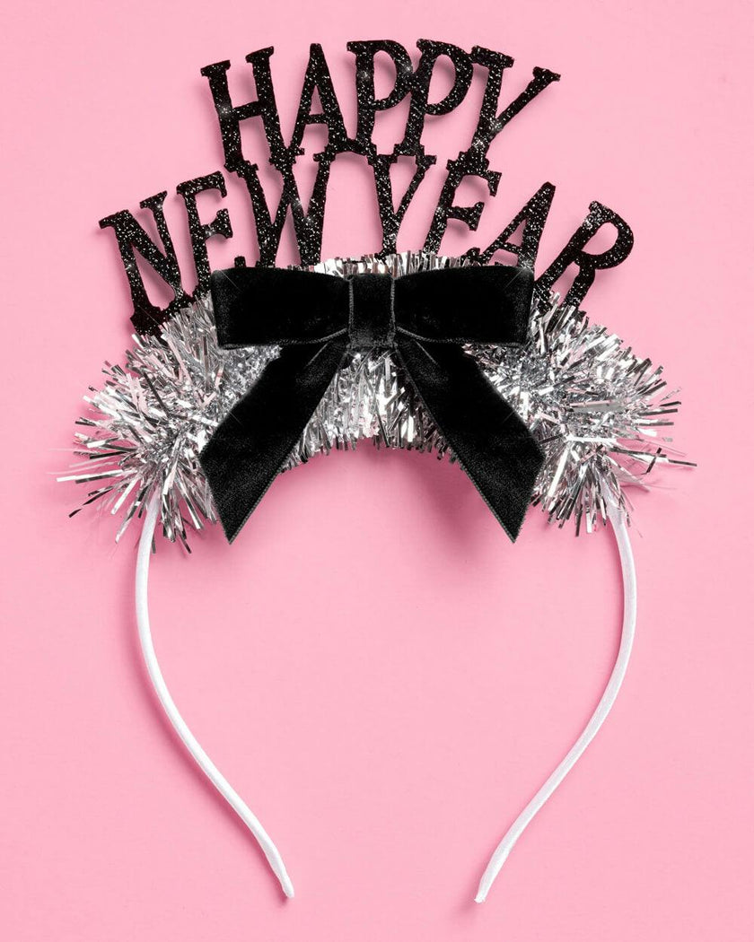 Happy New Year Bow Headband - glitter headband