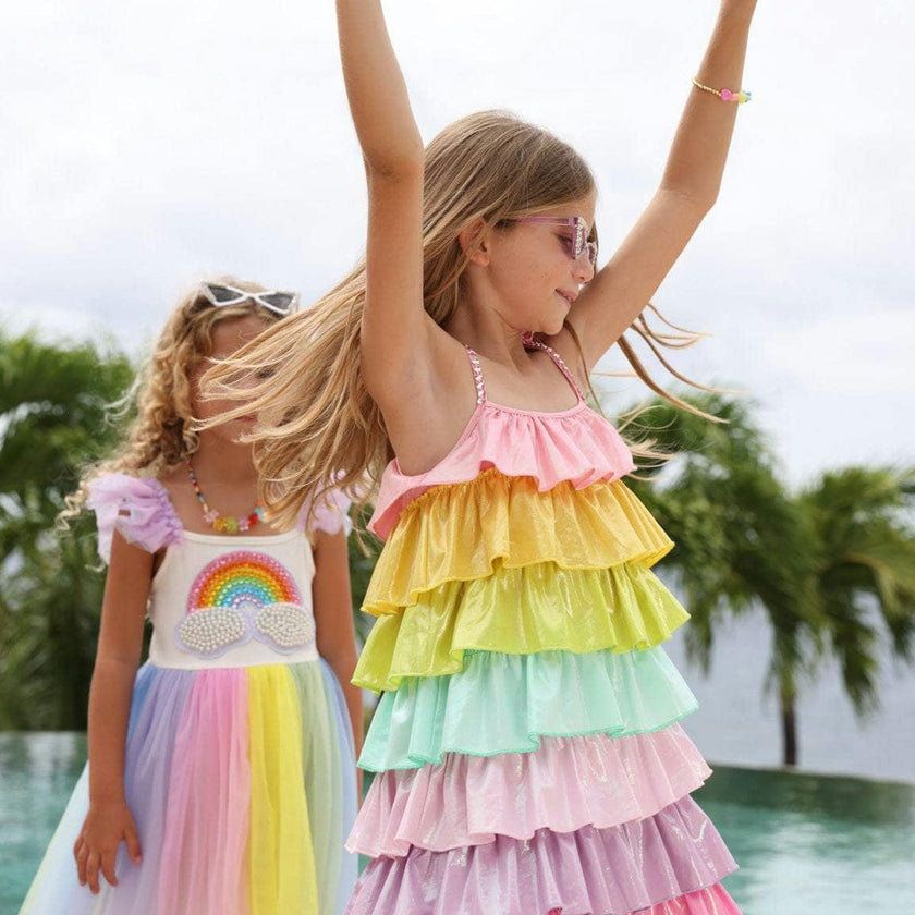 Rainbow Tiered Shimmer Dress