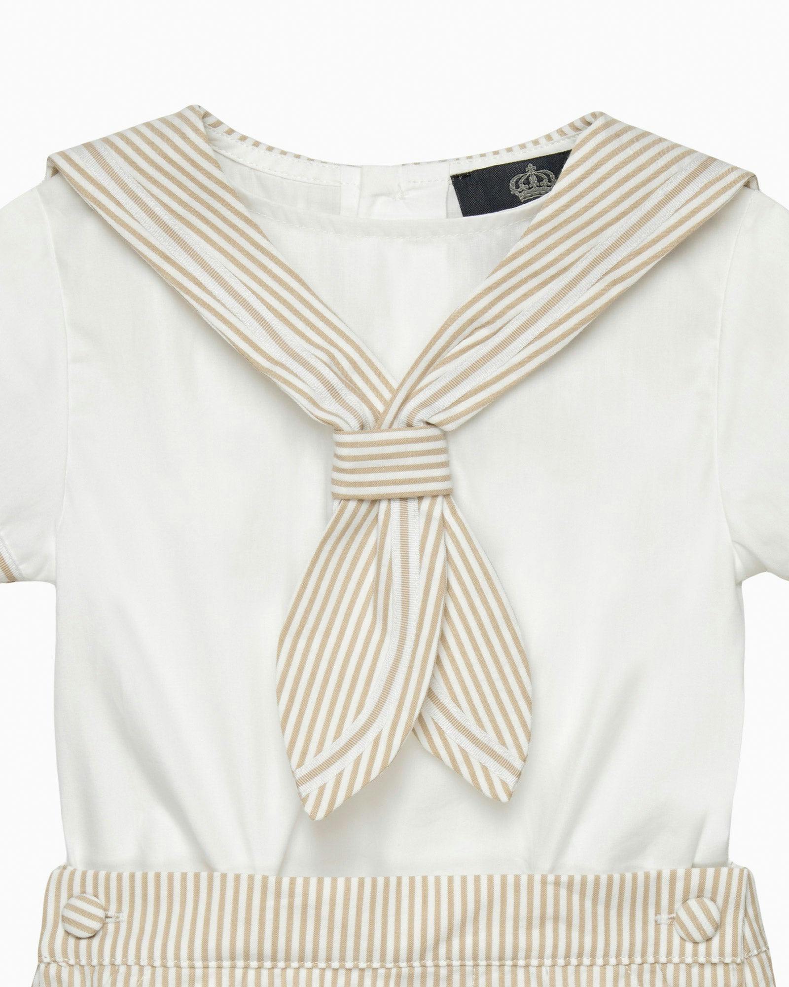 Edward Sailor Set in Oatmeal Stripe
