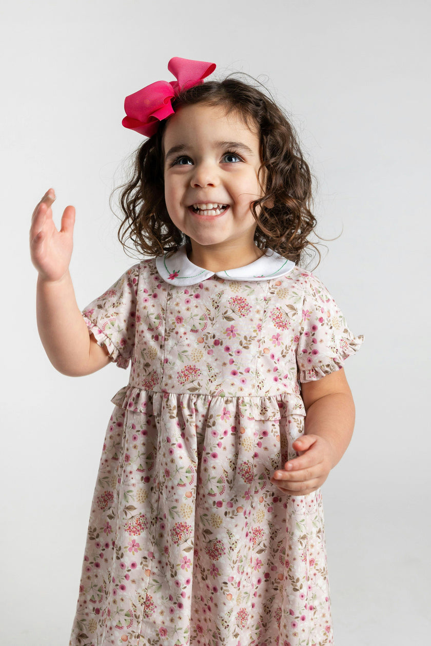 Floral Dress With Embroidered Collar