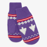 Kids knit mittens in fair isle trees