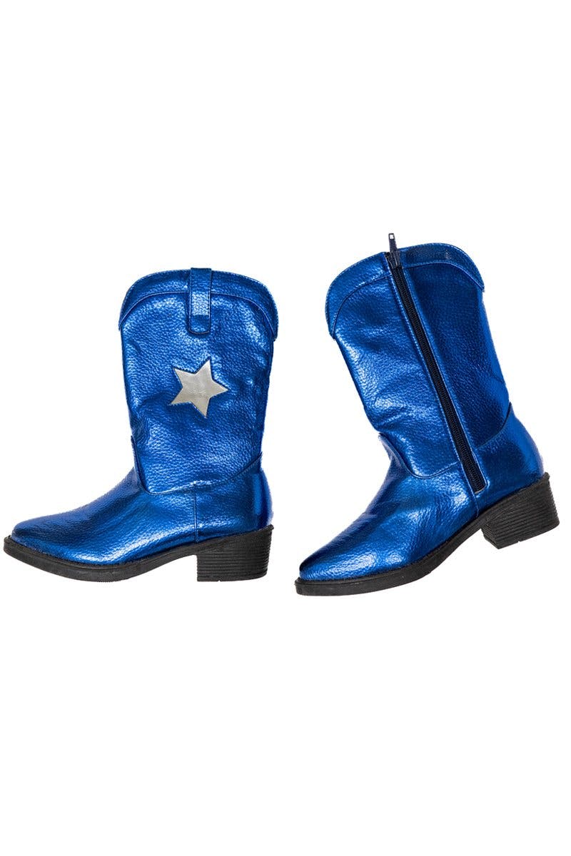 Jr Star Blue Metallic Child Boots