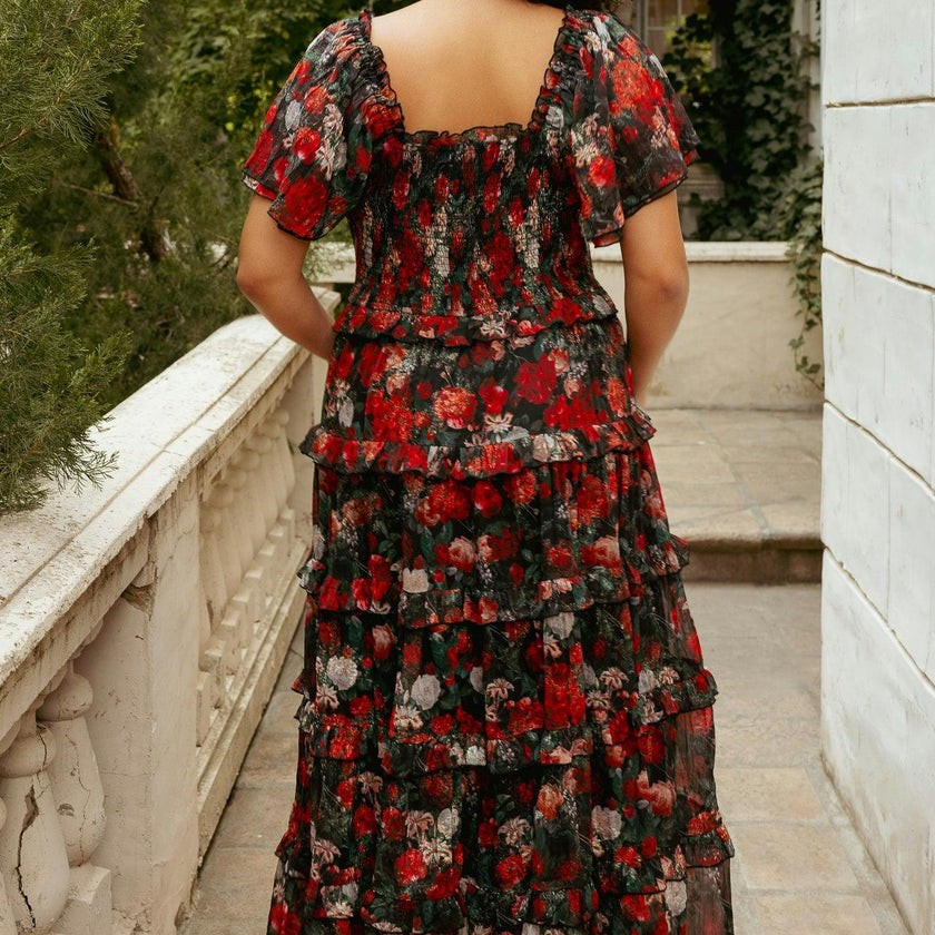 Winnie Dress in Midnight Roses