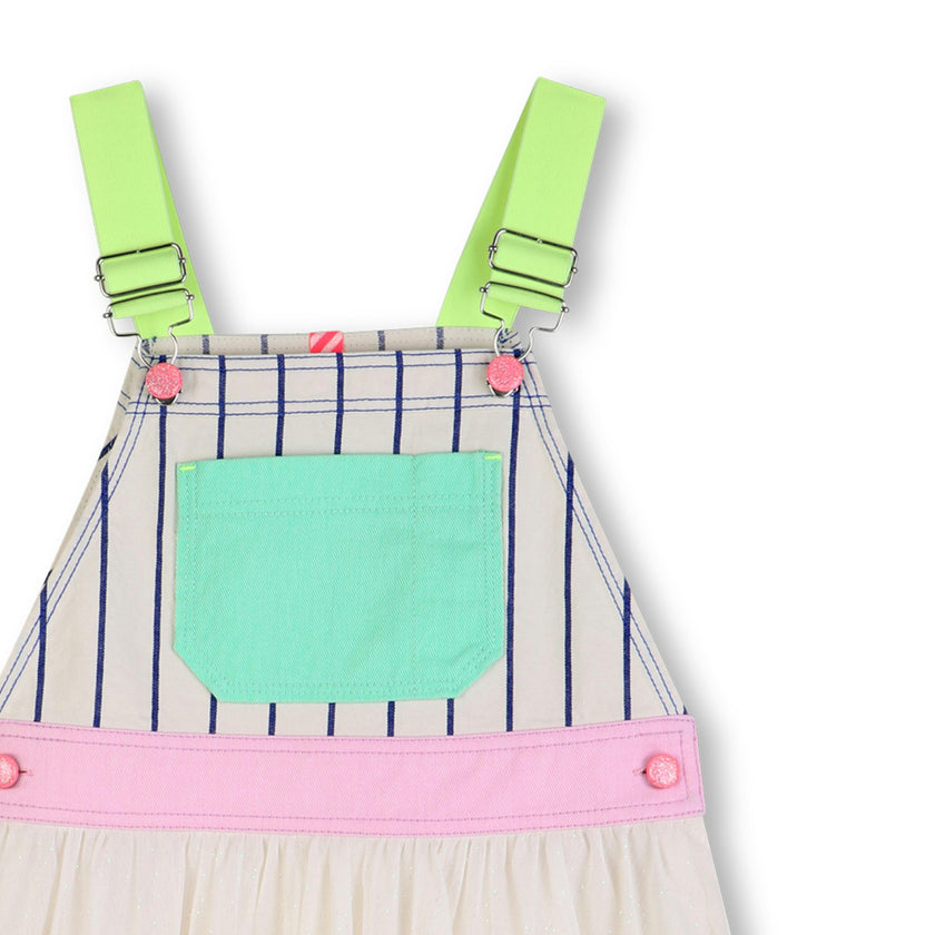 Blue & Cream Pinafore Kids’ Dress