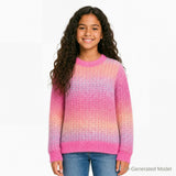 Tween Girls OmbrÃ© Eyelash Sweater | Pink Multi