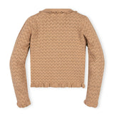 Organic Ruffle Trim Pointelle Cardigan