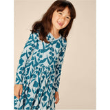 Floral Print Empire Waist Long Sleeve Wrap Neck Dress, Multi