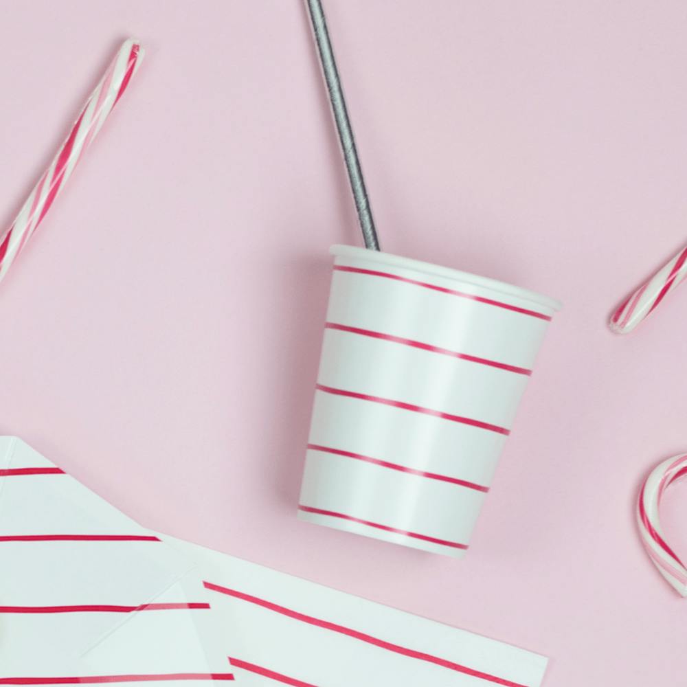 Candy Apple Frenchie Striped 9 oz Cups