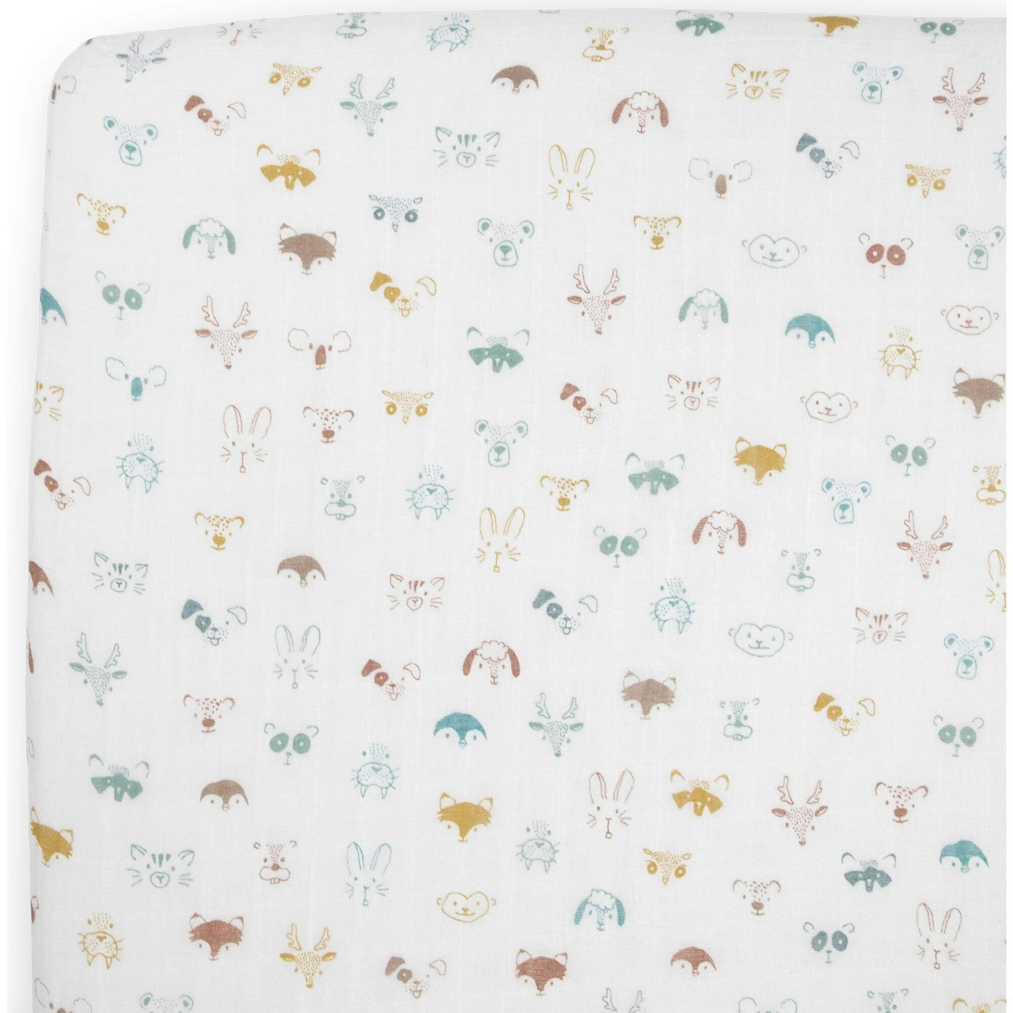 Cotton Muslin Crib Sheet - Animal Crowd