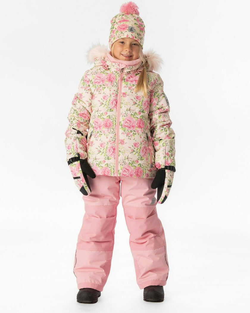 Two Piece Play Snowsuit Pink Minit Flower Print With Pink Pants