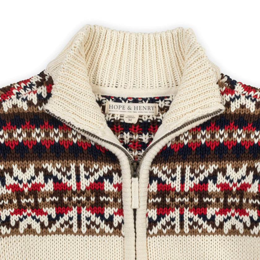 Organic Full Zip Mock Neck Sweater