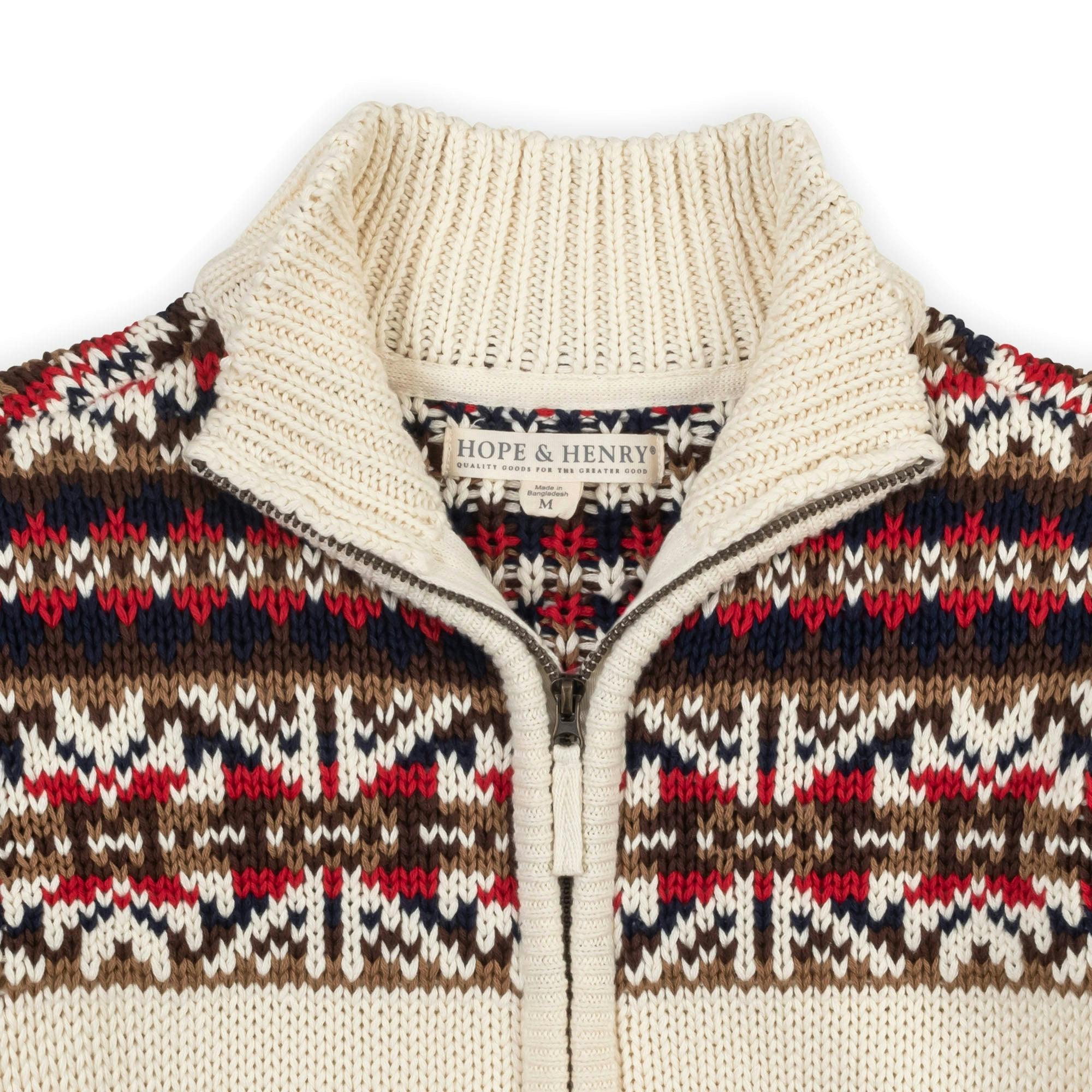 Organic Full Zip Mock Neck Sweater