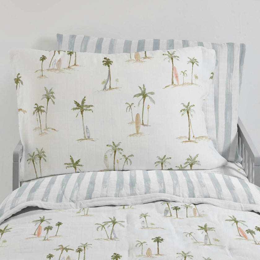 Cotton Muslin Pillowcase 2 Pack - Palm Paradise