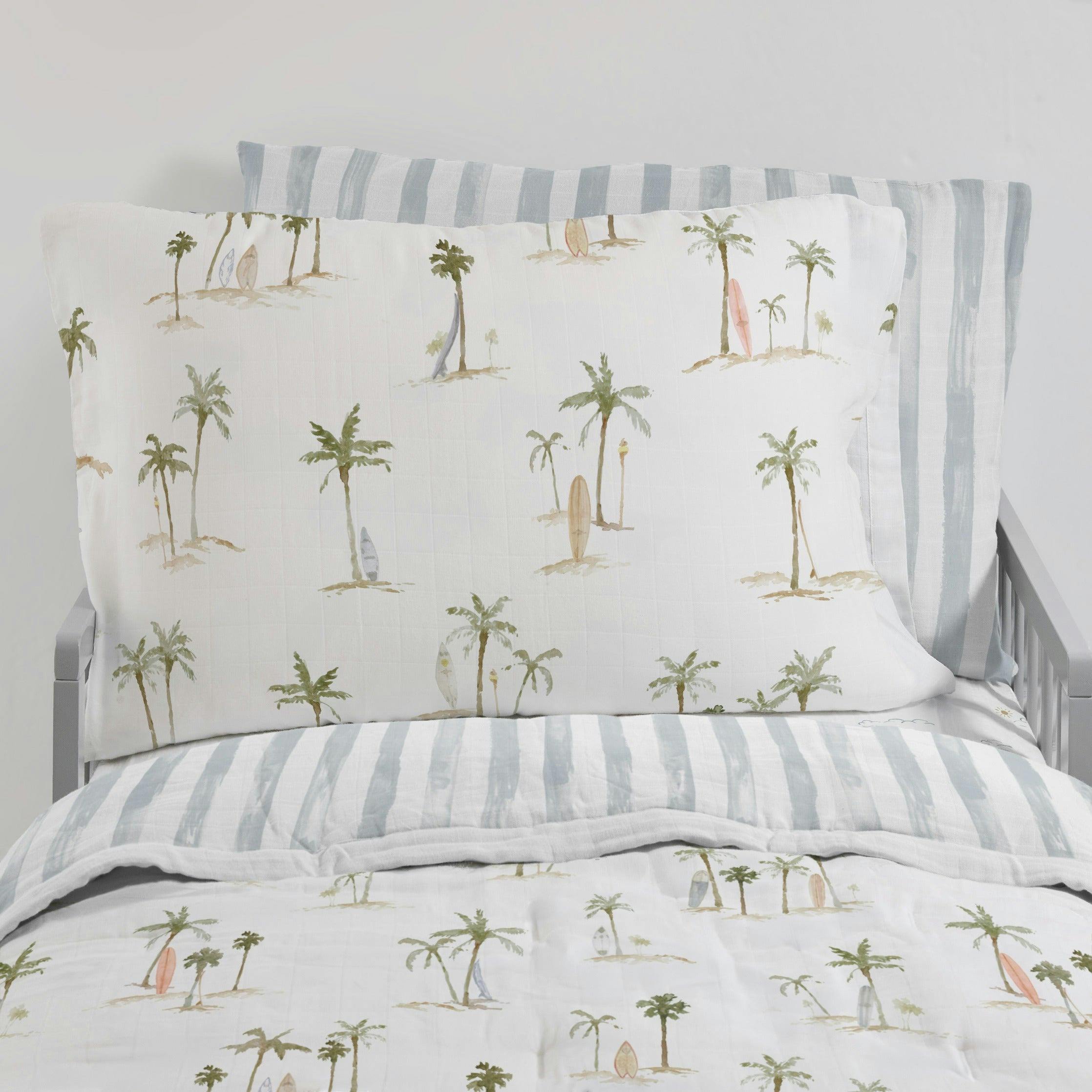 Cotton Muslin Pillowcase 2 Pack - Palm Paradise