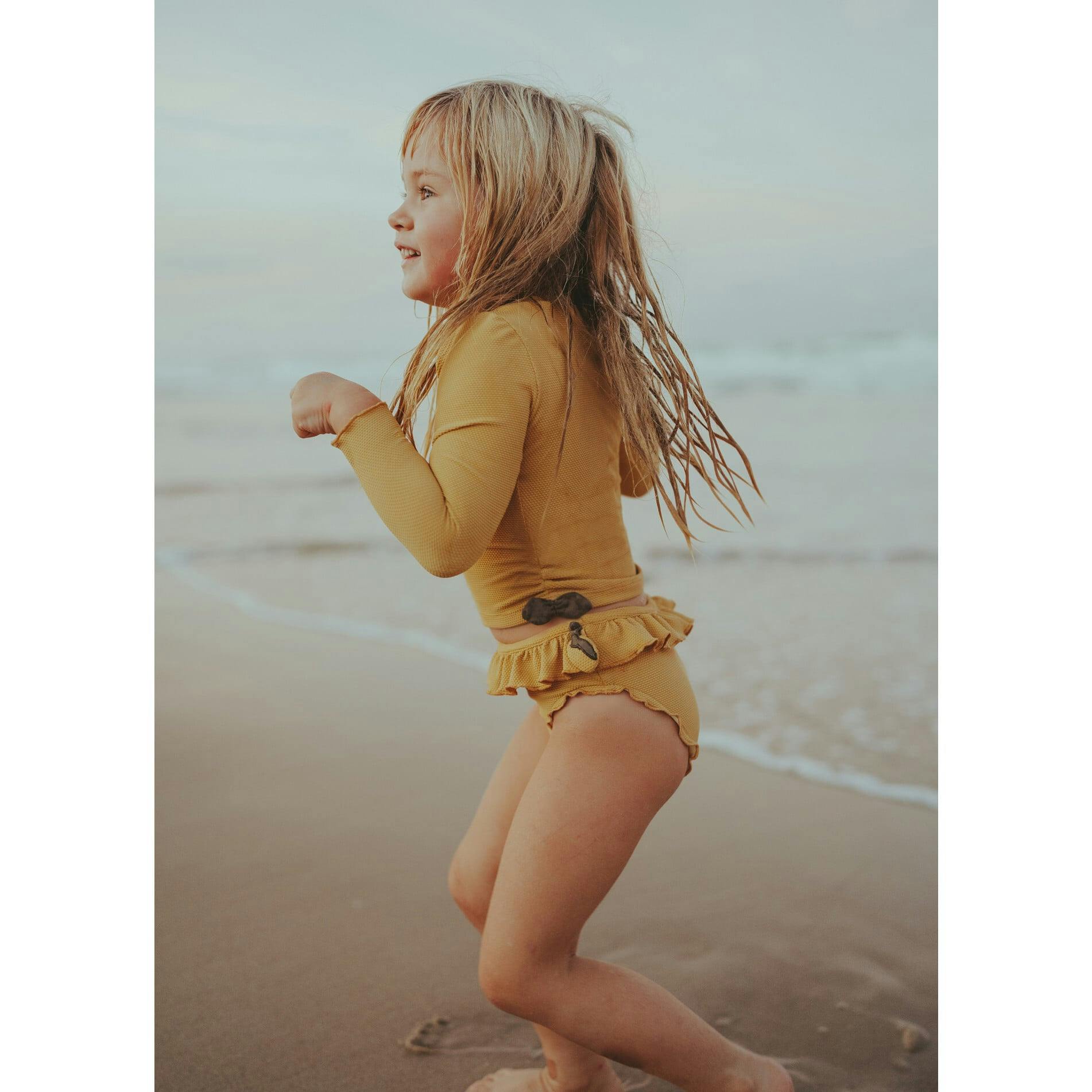 Sisi Lemon Patch Ruffle Waist & Trim Swimming Briefs