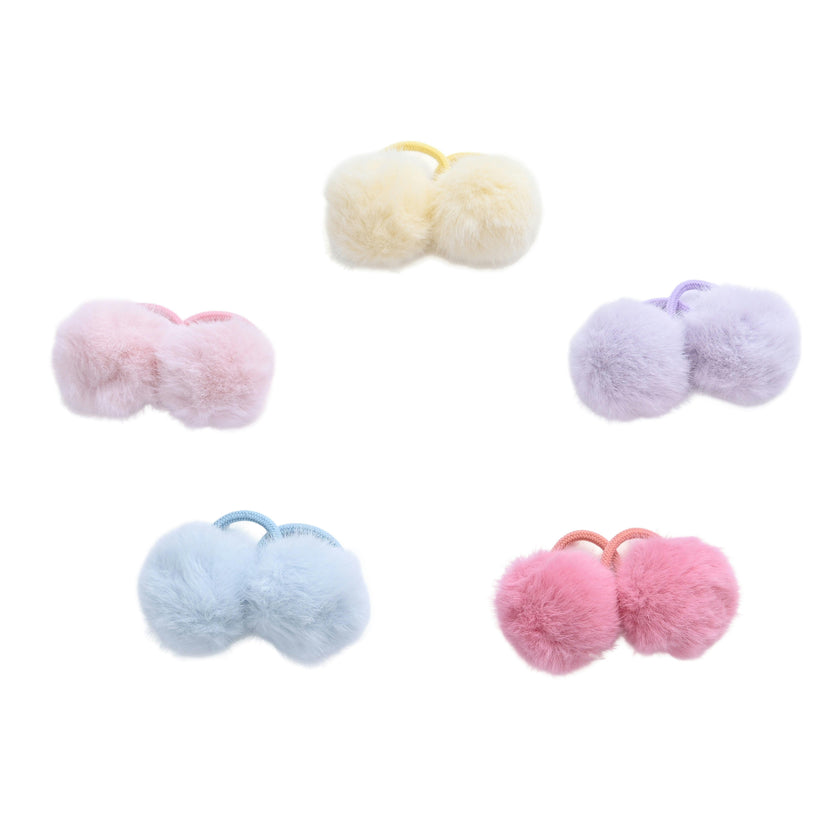 Fluffy Pom-Pom Hair Tie Set