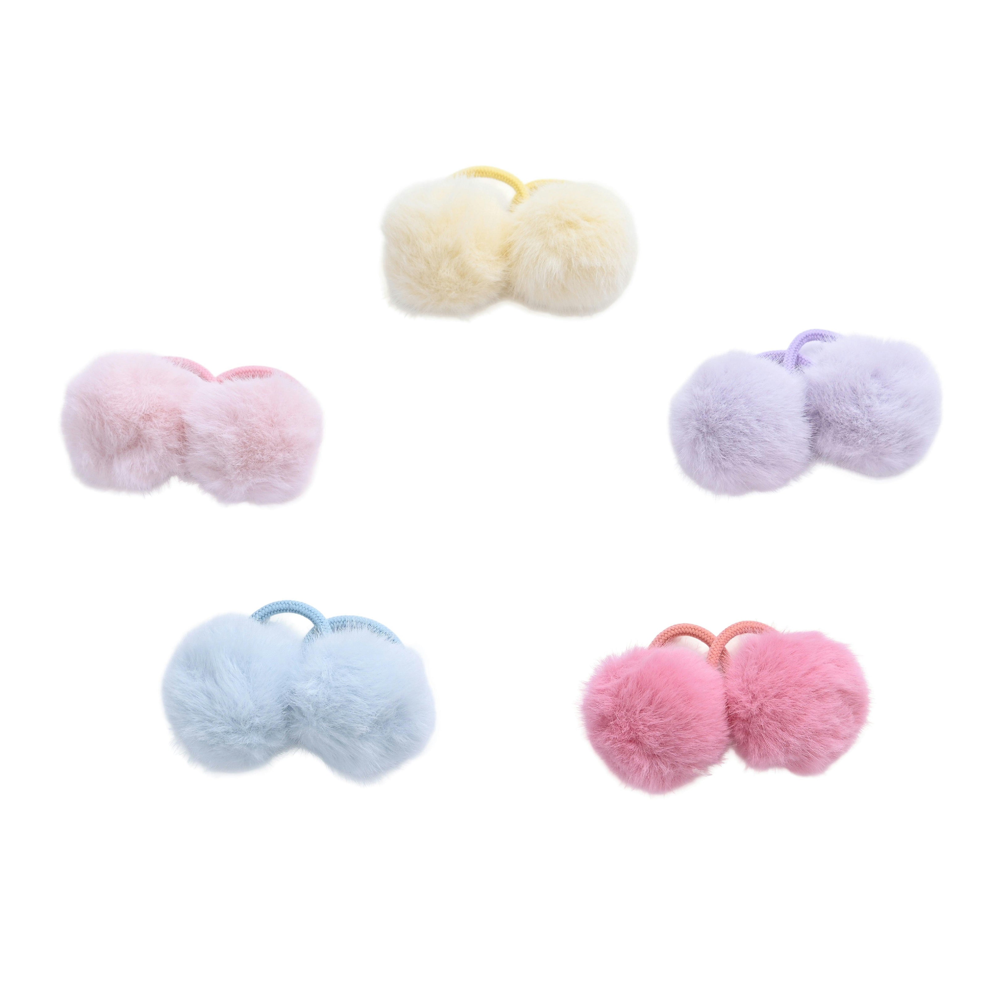 Fluffy Pom-Pom Hair Tie Set