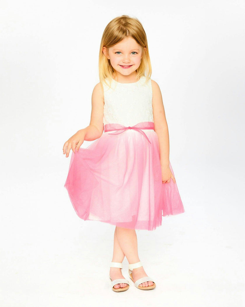 Bi-Material Pleated Mesh Dress