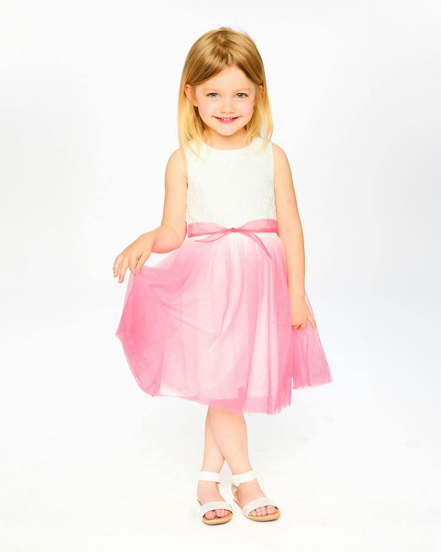 Bi-Material Pleated Mesh Dress