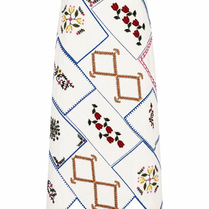 Malo Garden Embroidery Midi Skirt
