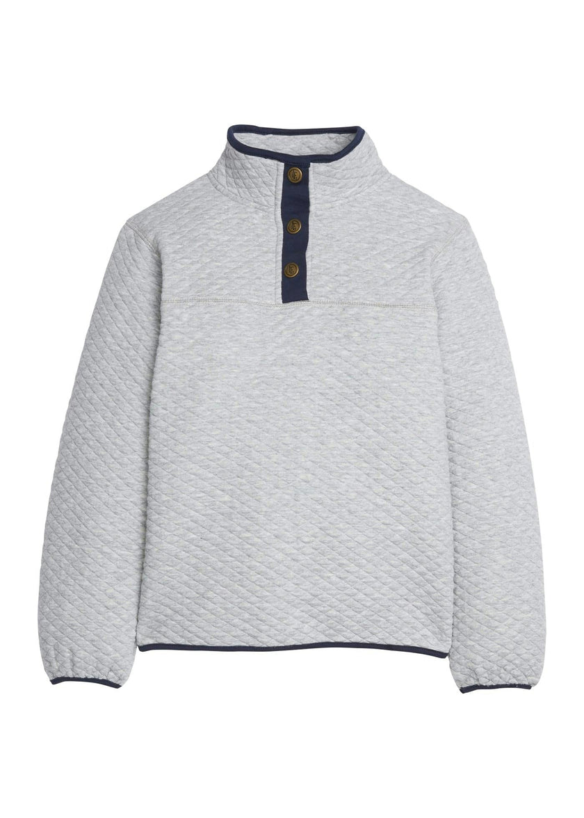 Classic Quilted Pullover - Gray with Navy