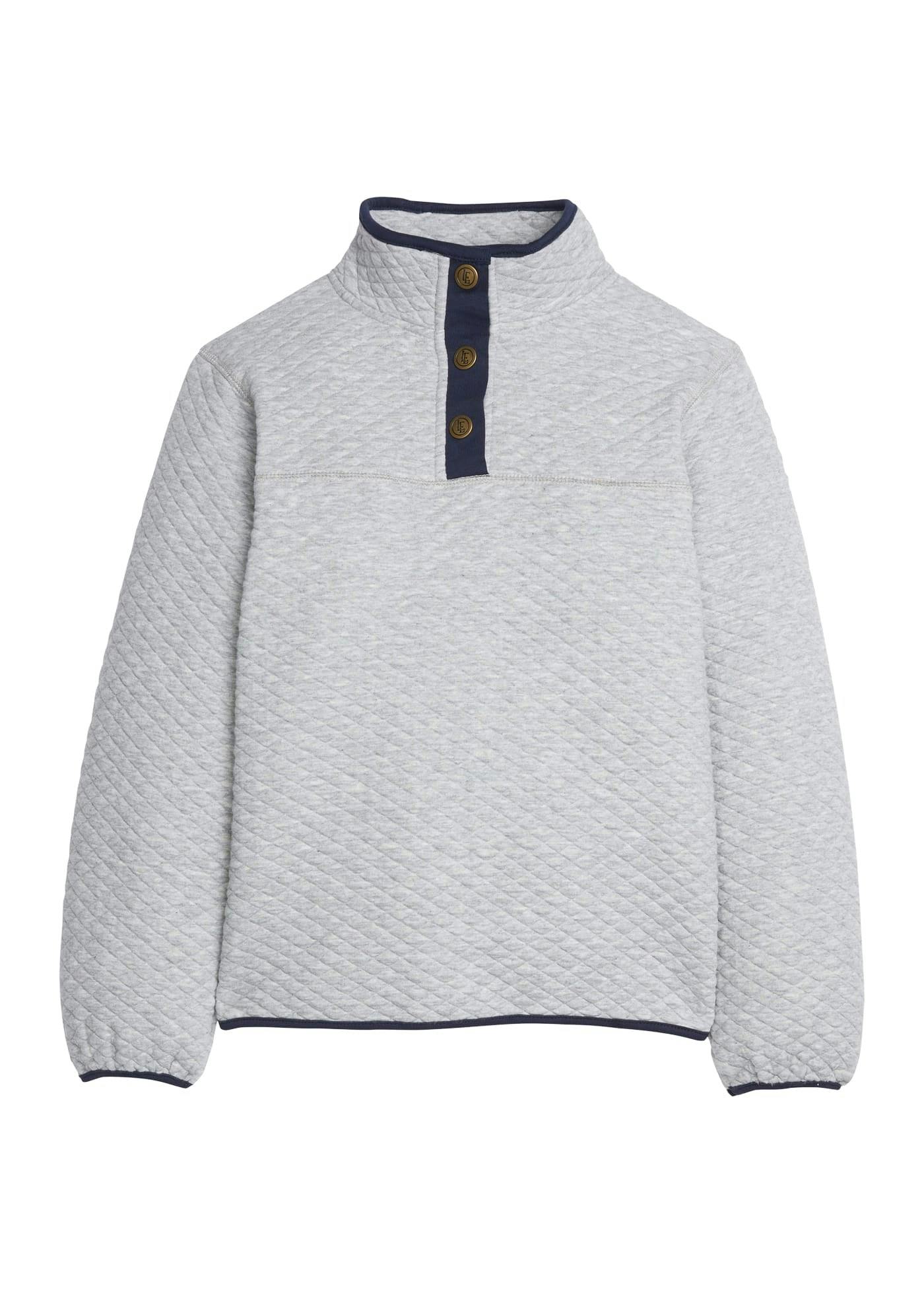 Classic Quilted Pullover - Gray with Navy