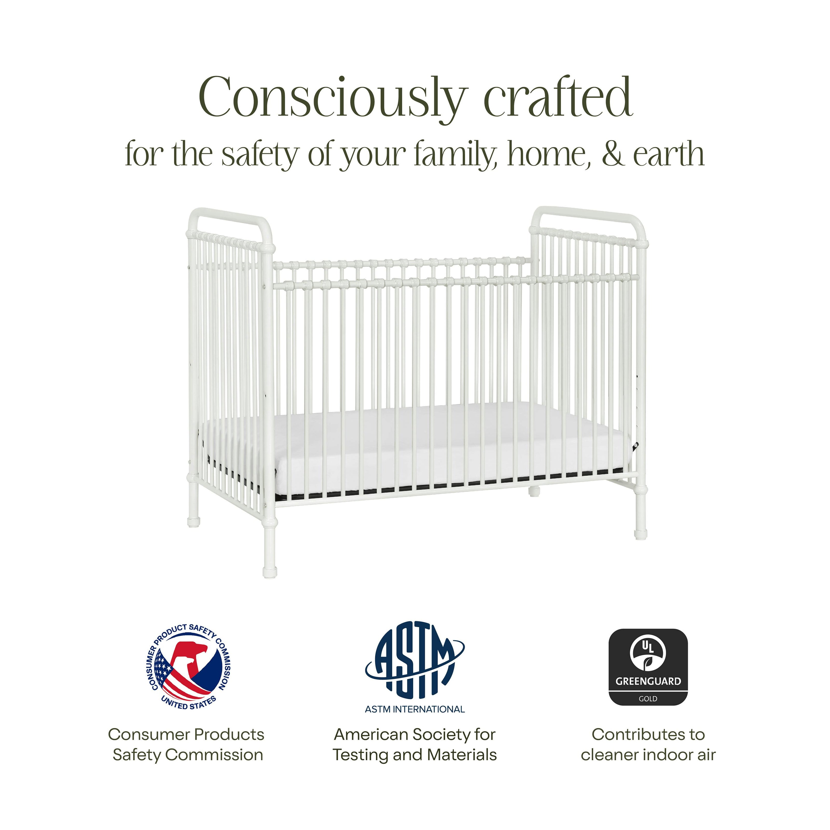 Abigail 3-in-1 Convertible Crib in Washed White