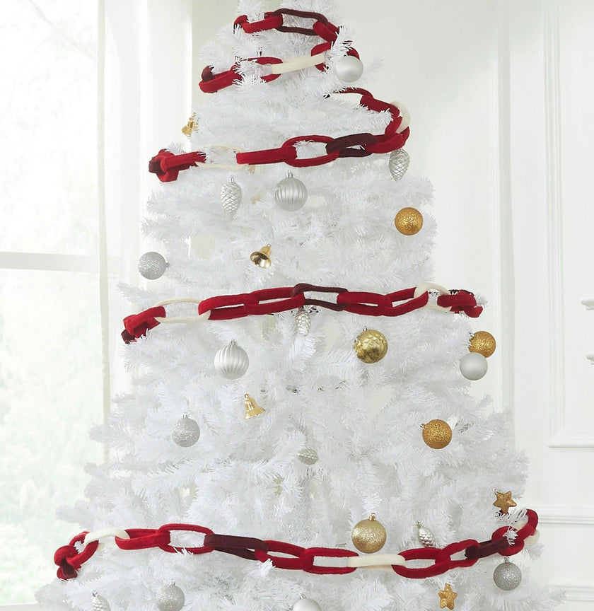 Hand Felted Wool Christmas Garland and Bunting - Loop Chain Red - 6'