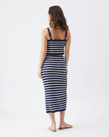 Pointelle Knit Nursing Dress  Navy / White