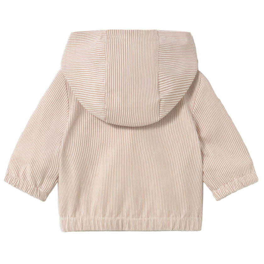 Beige Striped Hooded Jacket