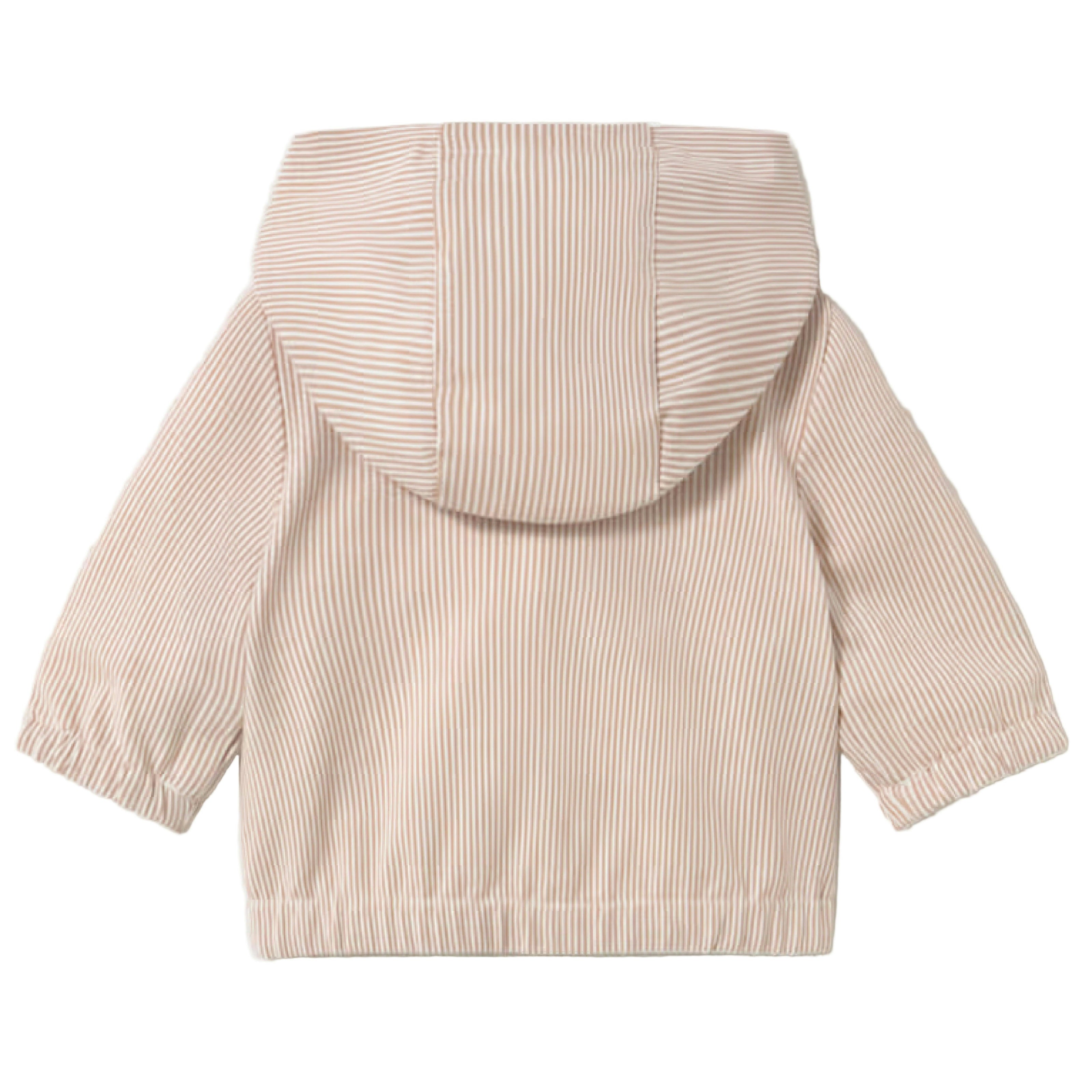 Beige Striped Hooded Jacket