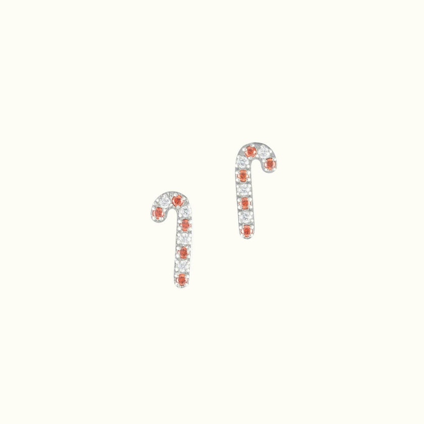Crystal Candy Cane Stud Earrings