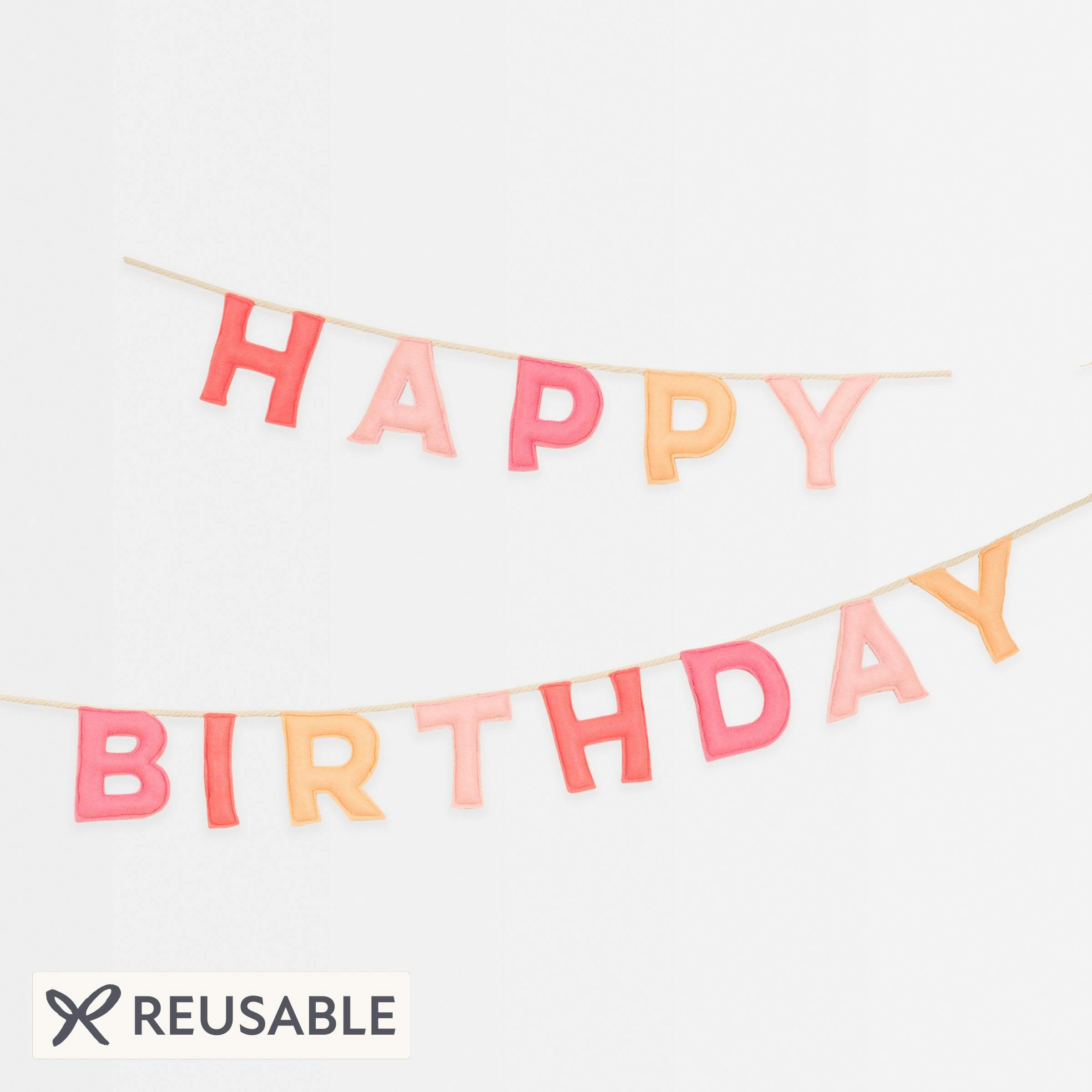 Pink Happy Birthday Felt Garland