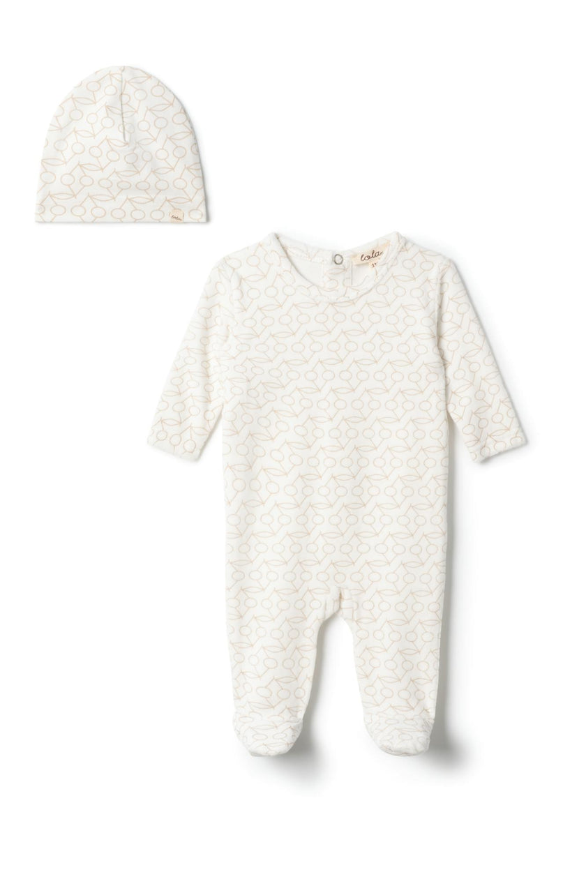 Cherry Print Velour Onesie