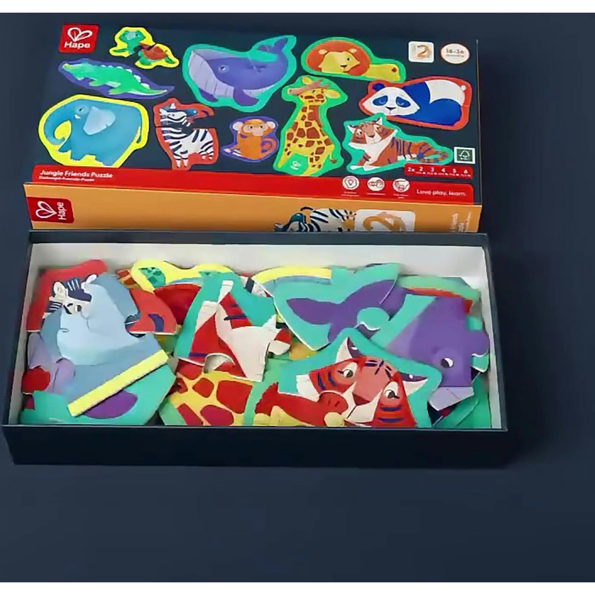 Hape: Jungle Friends Puzzle - 10 Mini Animal Shaped Puzzles