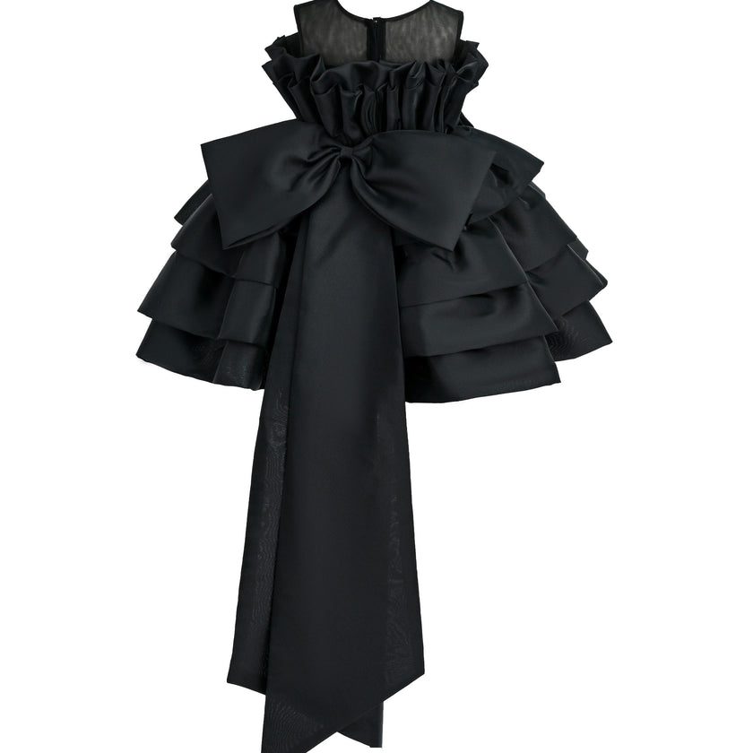 Black Tiered Bow Dress