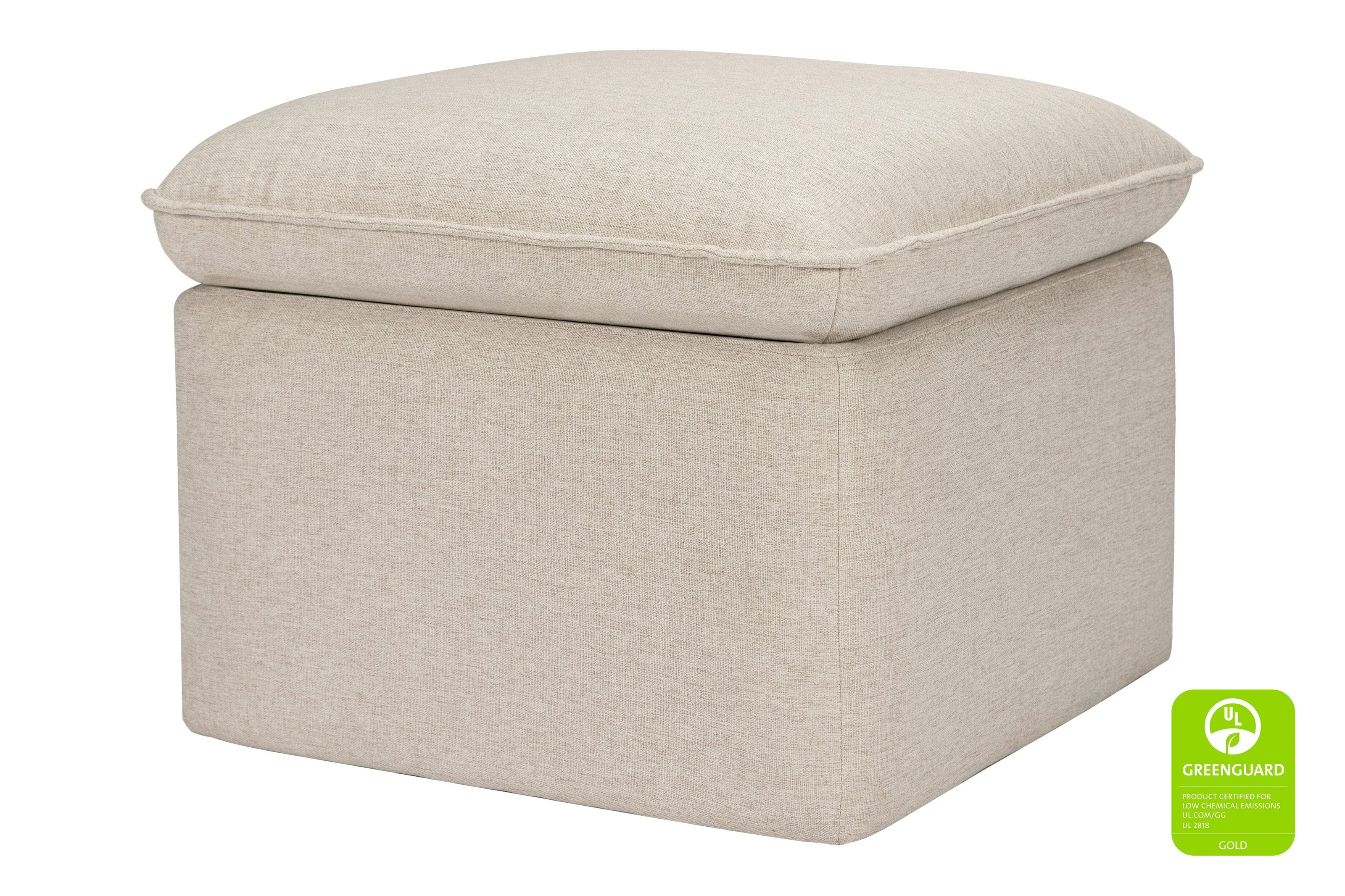 Babyletto Cali Storage Ottoman in Eco-Performance Fabric with USB port | Water Repellent & Stain Resistant