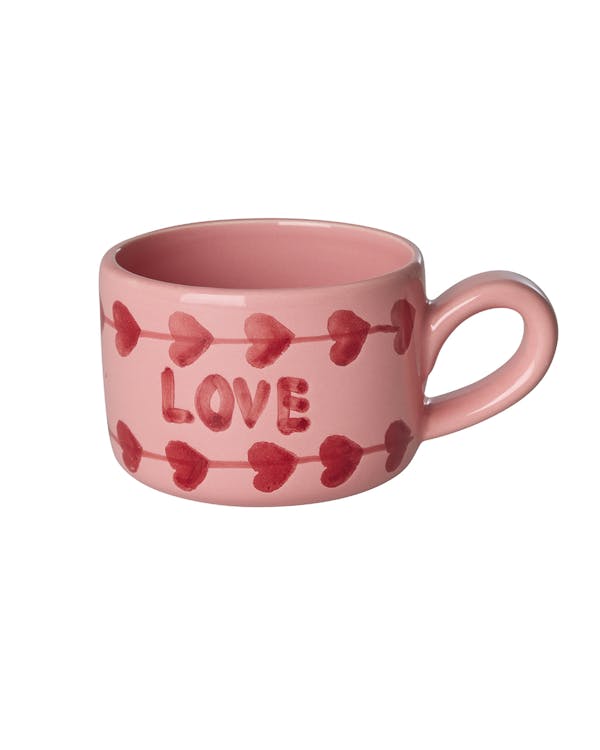 Ceramic Cappuccino Cup with Hand Painted Love - 6.7 oz
