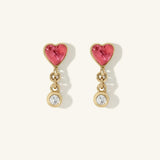 Pink Tourmaline Byrdie Heart Diamond Stud Earring