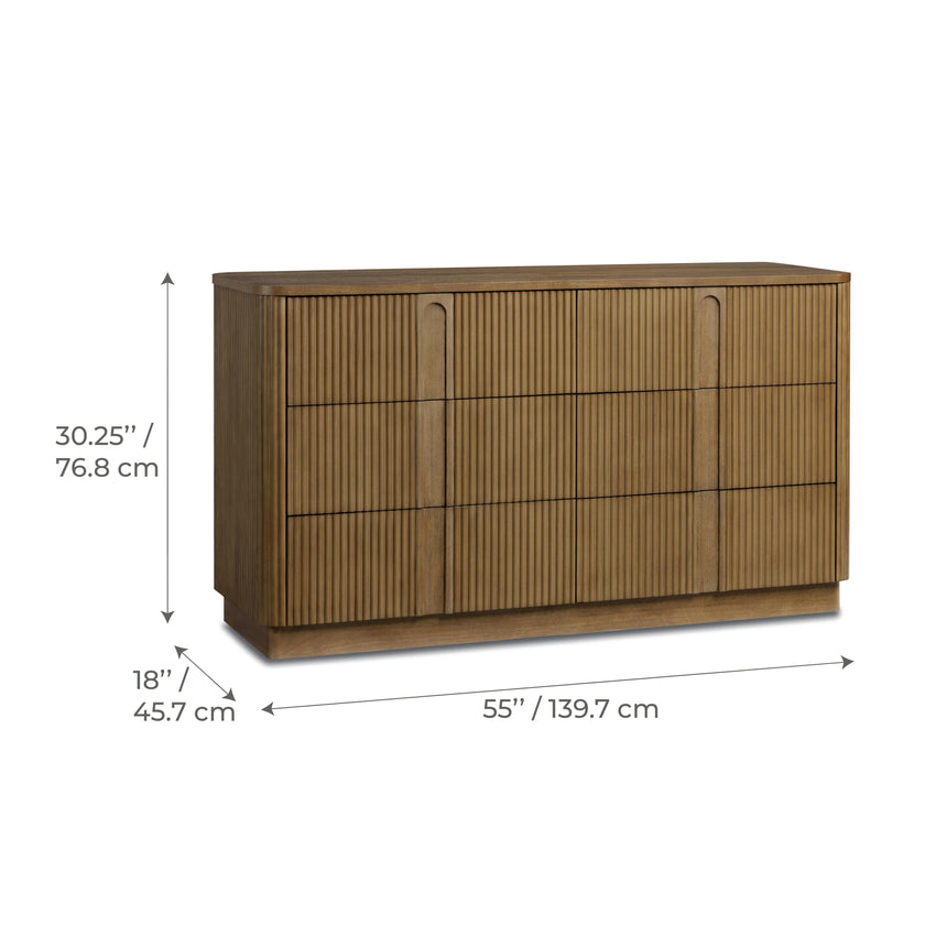 Potomac Push to Open Wooden 6 Drawer Dresser with Recessed Channel Accent Storage